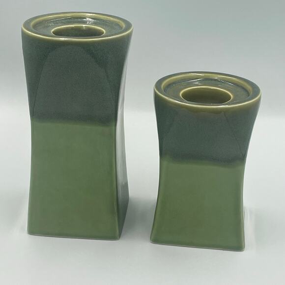 Two Green Tower Partylite Candle Holders - Picture 1 of 5